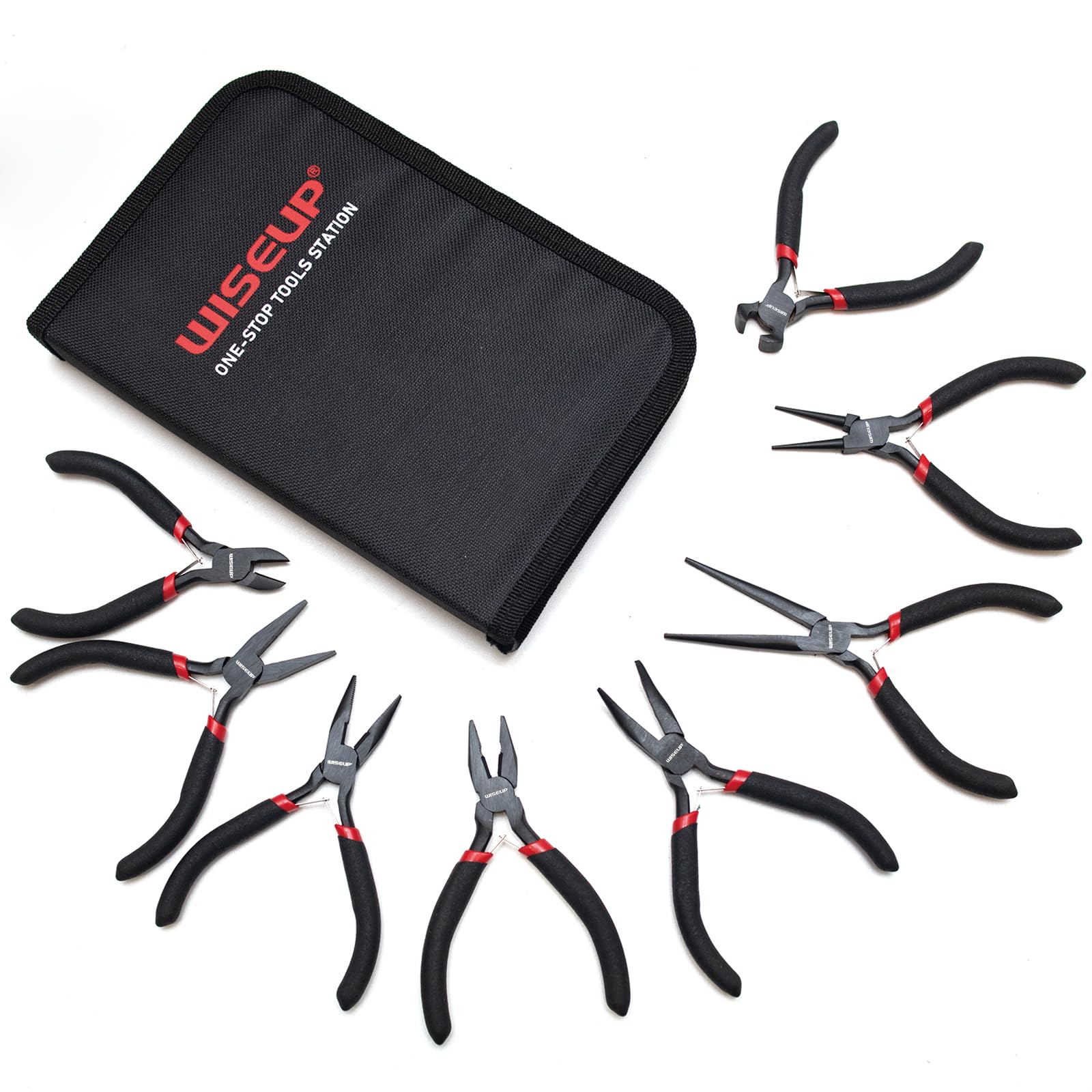 WISEUP 8-Piece Mini Pliers Set, for Crafting, Electronics